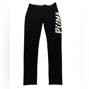 PUMA Black & White Logo Graphic Performance Leggings - XS